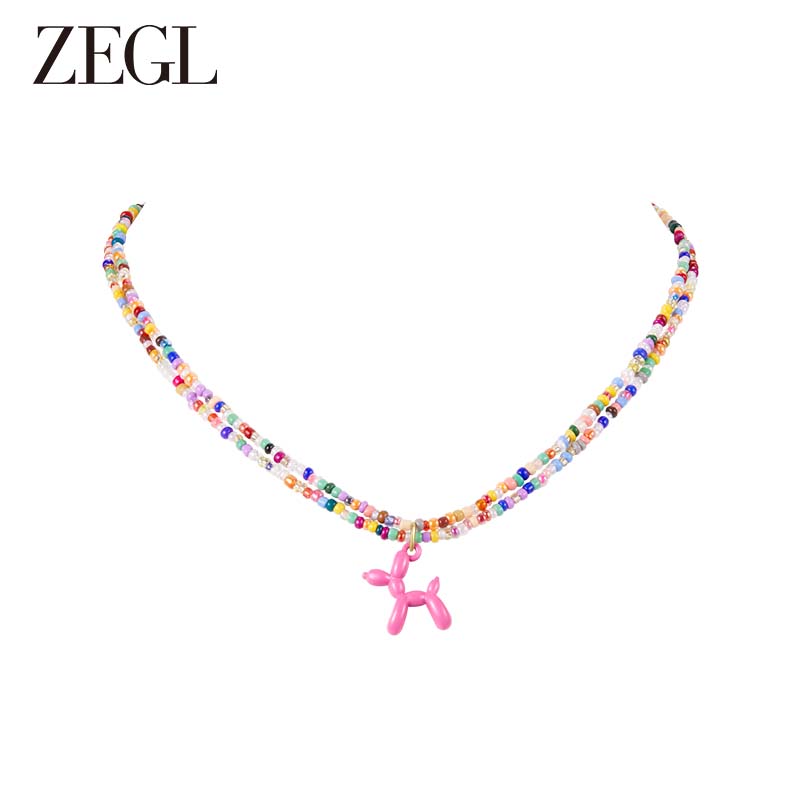 ZEGL个性气球狗叠戴项链