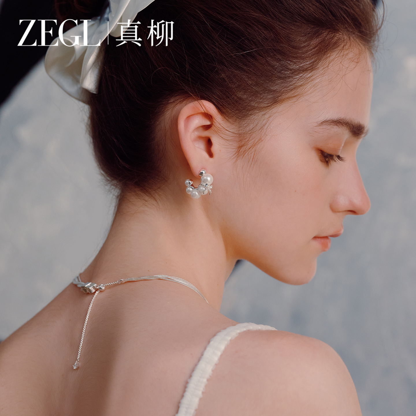 ZEGL真柳设计师Ribbon丝带系列蝴蝶耳钉女轻奢高级耳饰方圆脸耳环