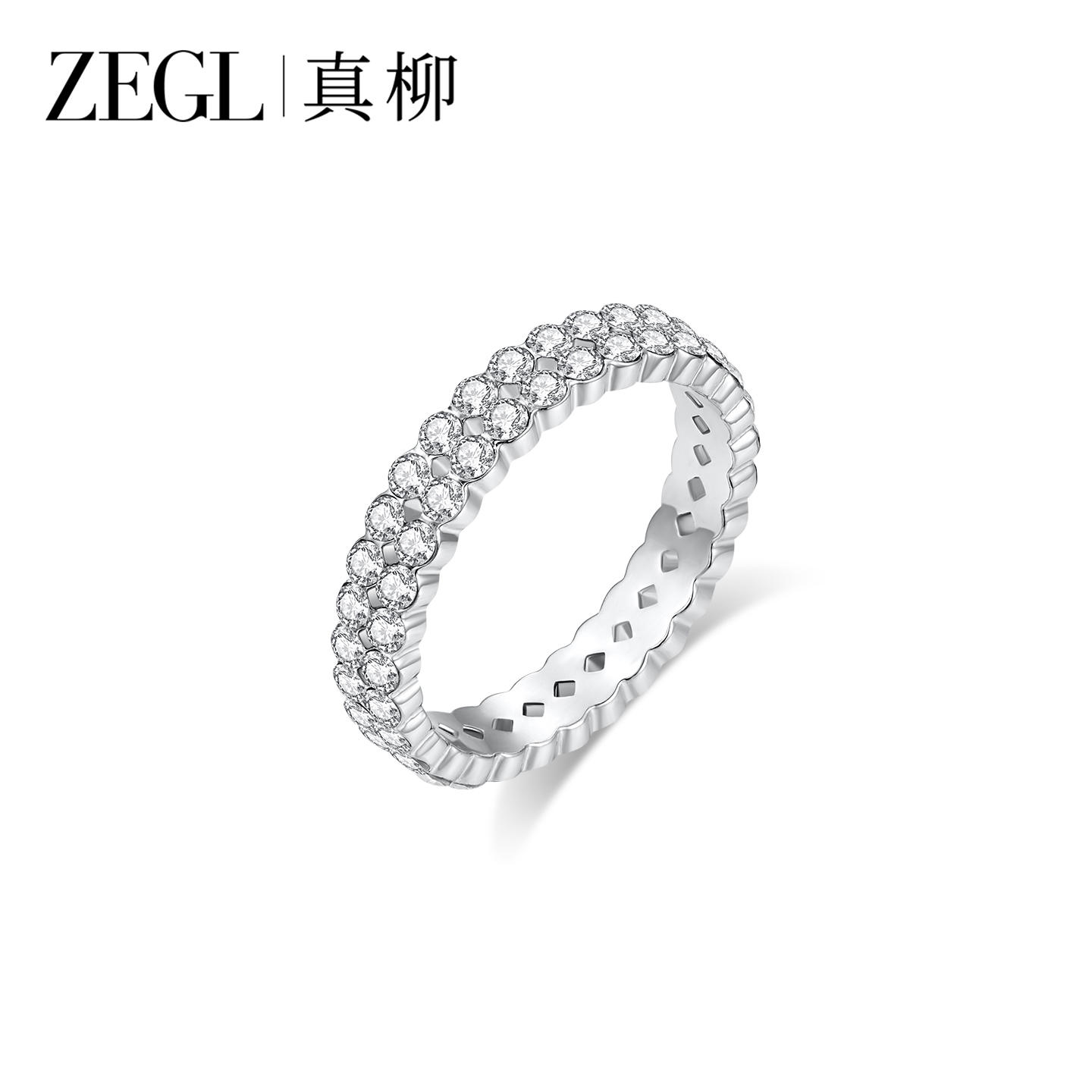 ZEGL素圈爆闪锆石戒指时尚食指戒