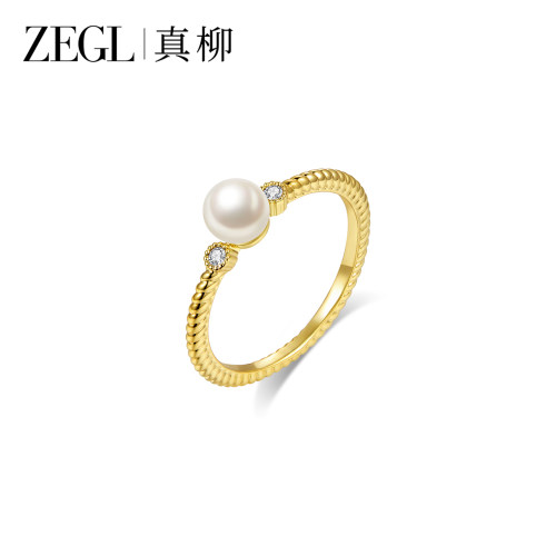 ZEGL金色淡水珍珠戒指食指戒尾戒