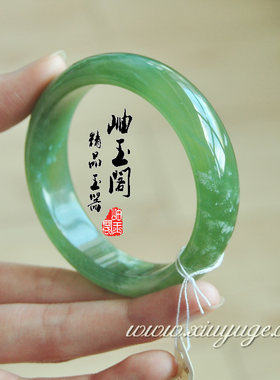 辽宁岫岩纯天然岫岩玉手镯180料绿色翠花精品53mm厂价直销A9353