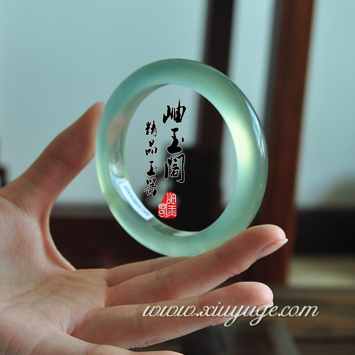 岫玉阁精品玉器专柜正品天然岫玉手镯 220料水冰花57mm附证书4469