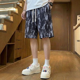 沙滩短裤 夏季 薄款 外穿凉感运动大码 衩 特大码 宽松休闲五分大裤 男式