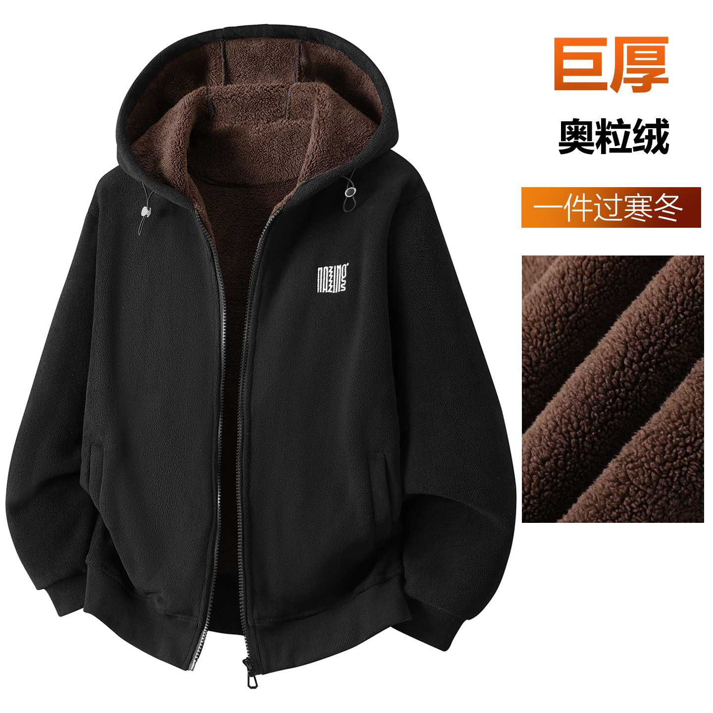 2025冬季男装厚款加肥连帽外套