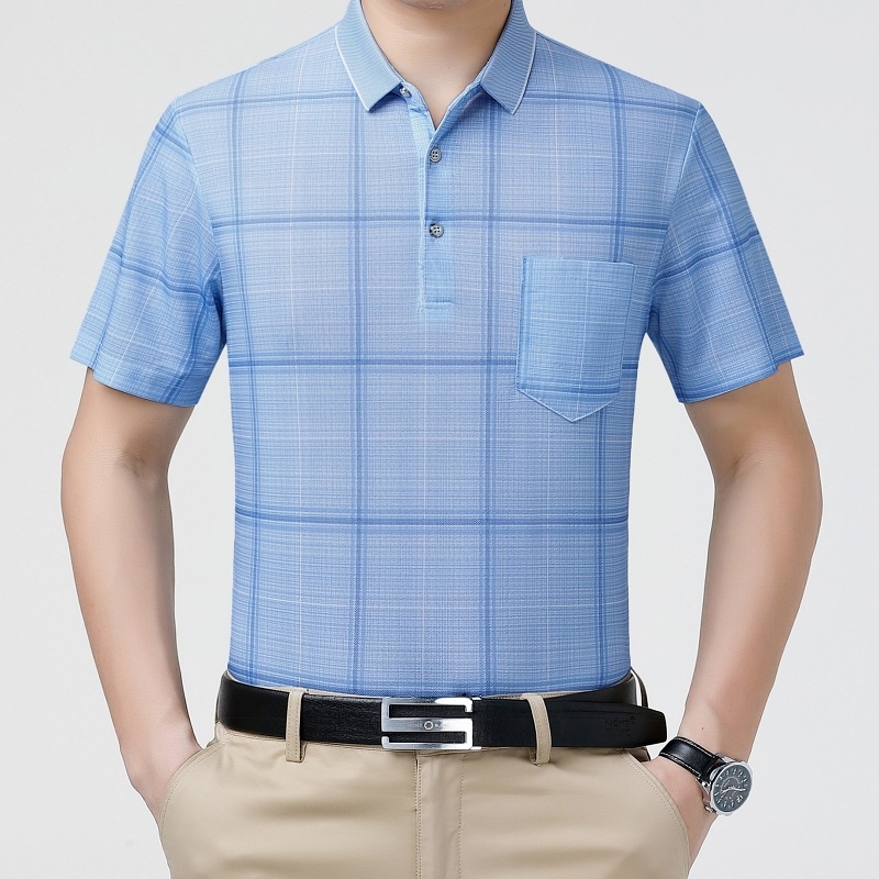 批发男士桑蚕丝T恤短袖高端经典POIO衫商务百搭舒适休闲翻领上衣