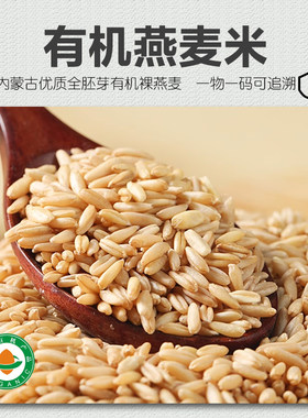 有机燕麦米500g 全胚芽裸燕麦（莜麦）米 生燕麦米