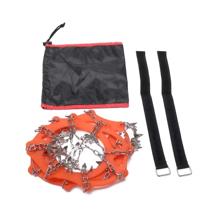 户外不锈钢8齿冰爪徒步防摔冰抓冬季加强型简易钉鞋链冰成人地套