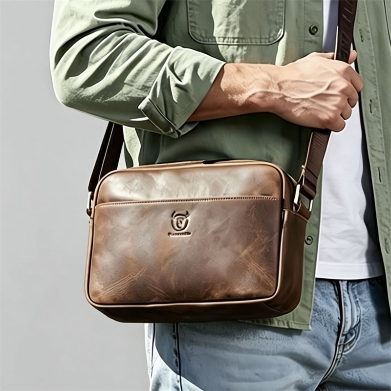 横款男包真皮疯马牛皮单肩斜挎包休闲小包手机包耐磨男背包清仓