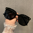 韩版 大框方形眼镜遮阳大脸复古墨镜女2020新款 个性 潮款 黑色太阳镜