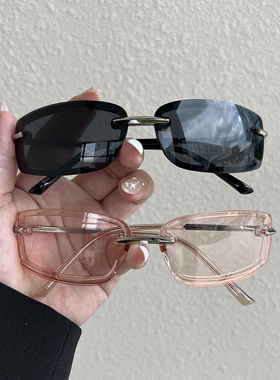 LP眼镜黑色Y2K甜酷辣妹风中性太阳镜男女潮猫眼墨镜复古金属窄框