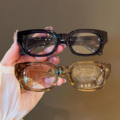 韩系复古方框眼镜架男女透明TR镜框可配近视防蓝光高级感变色眼镜