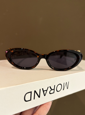 LAOPING猫眼太阳眼镜女士黑色椭圆框防紫外线防晒遮阳墨镜高级感