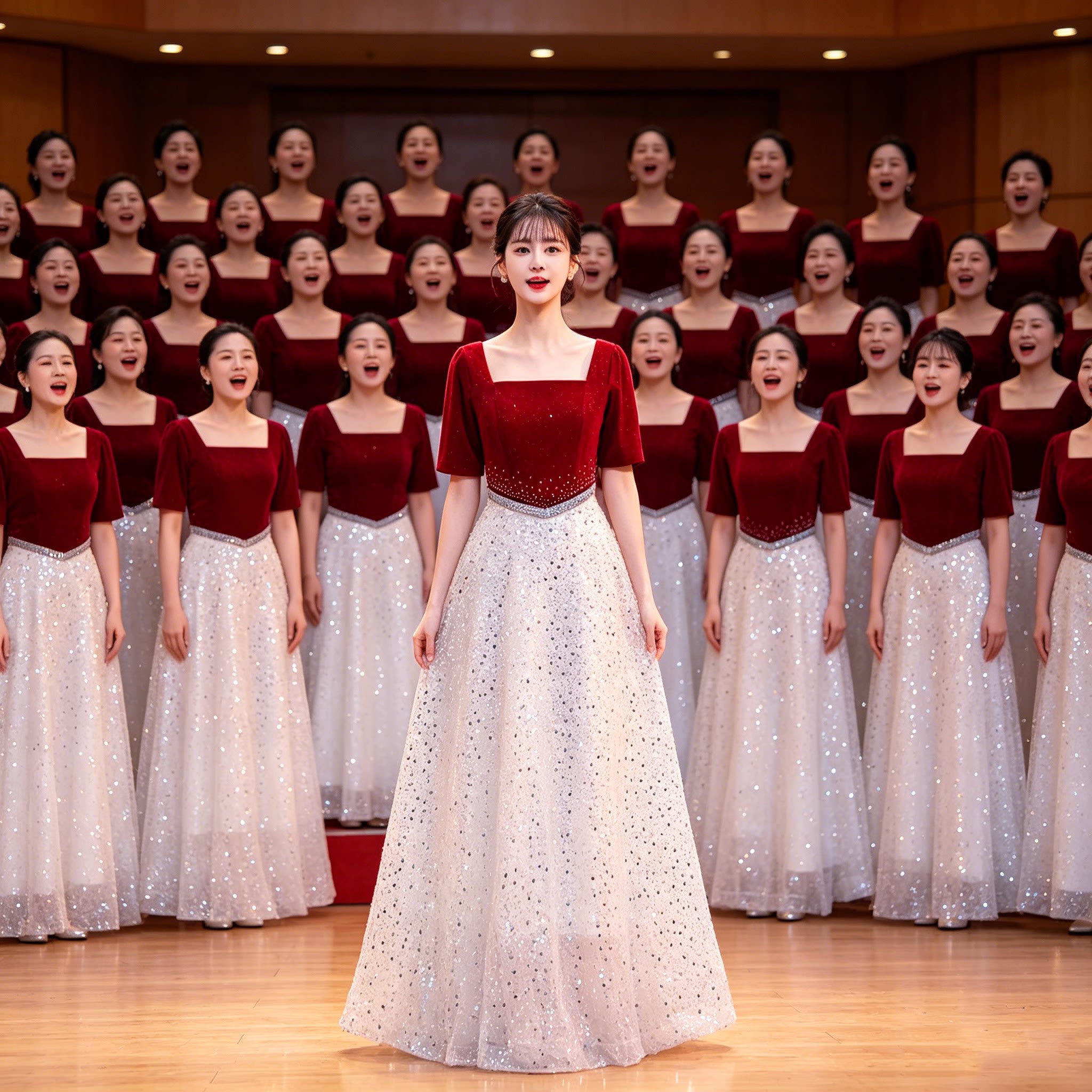 大合唱演出服女长裙合唱团晚礼服图片