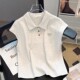 无袖 polo领t恤女夏季 小众设计感浅灰色修身 今年新款 短款 上衣女ins