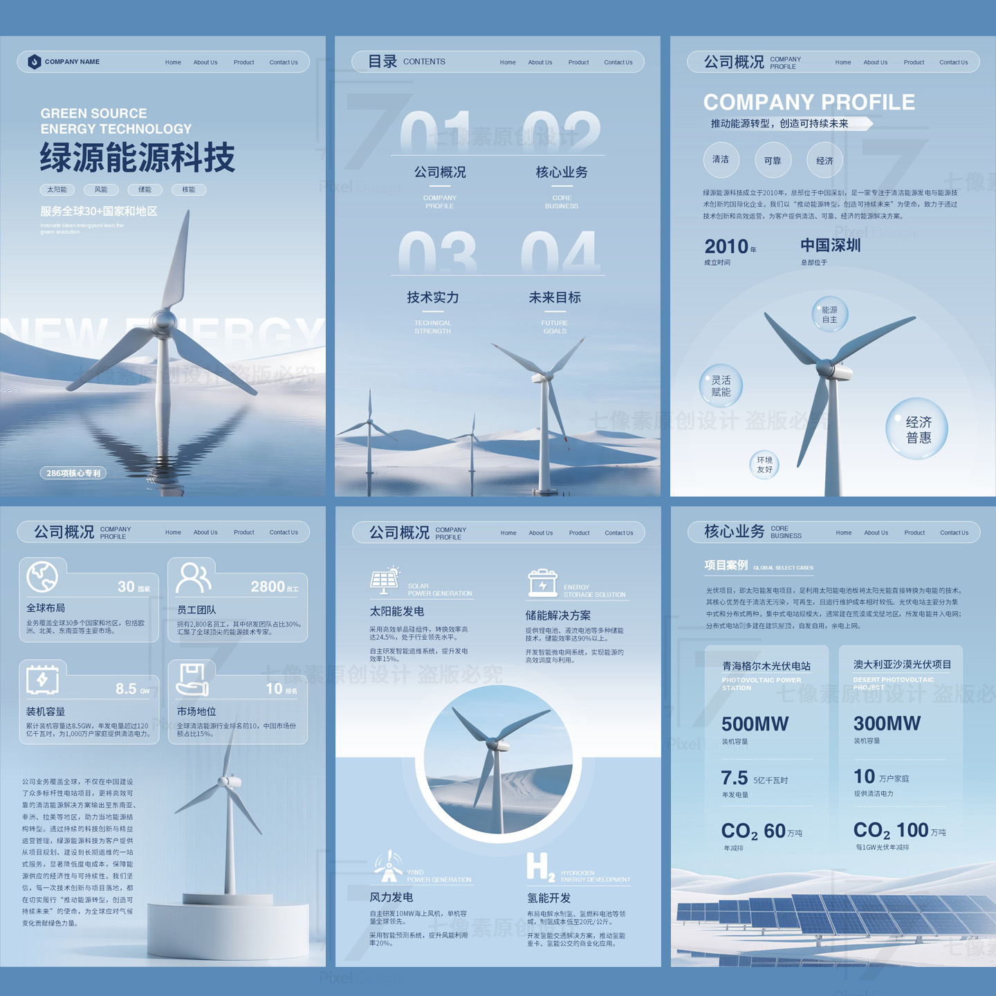 高端大气新能源科技风力ppt模板