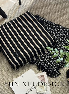 极简黑白色系坐垫 法式香风中古榻榻米记忆棉屁垫 椅垫飘窗坐垫