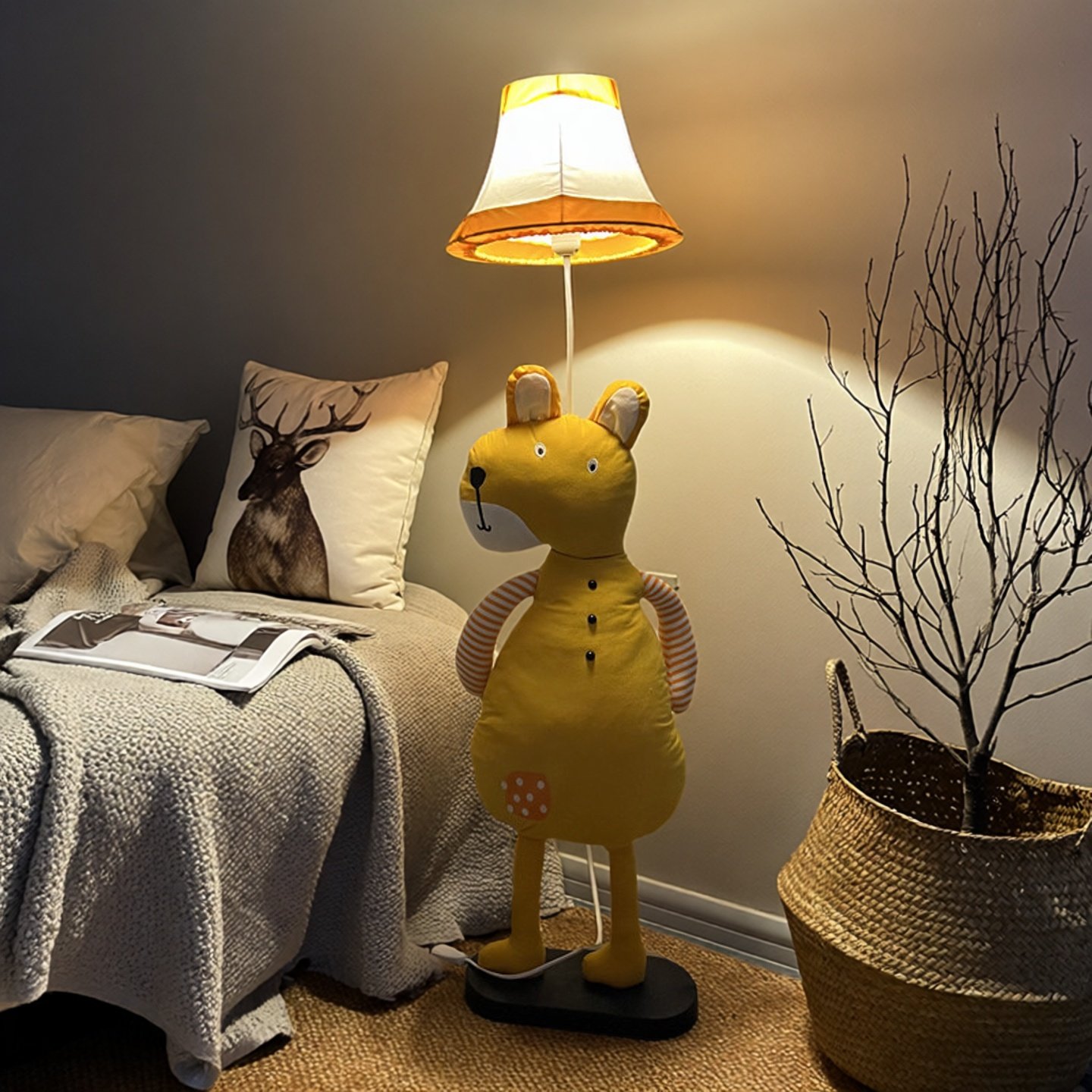 北欧儿童公主房装饰男女孩卧室床头装饰台灯卡通创意小熊玩偶夜灯