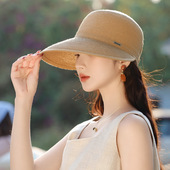 夏季 日本新款 帽子女沙滩旅游度假草帽草编防晒遮阳帽太阳帽鸭舌帽
