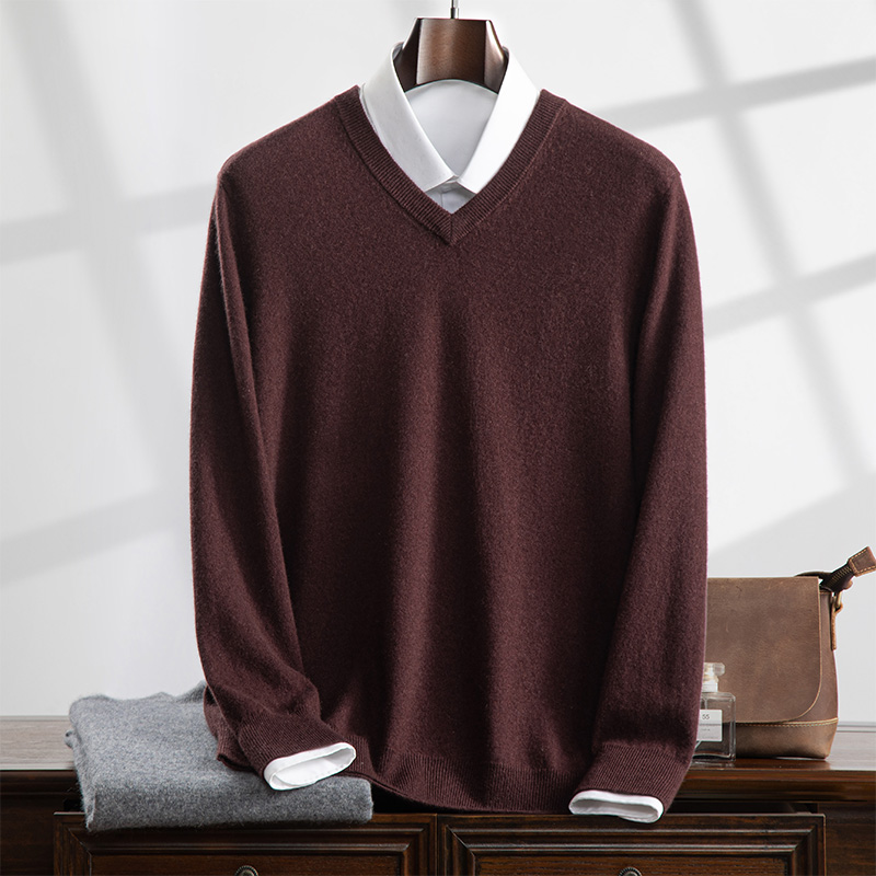 平面V领24年秋冬商务男士羊毛衫