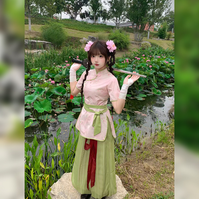 秋屿池原创中华娘cos小厨娘立民族服装/舞台装