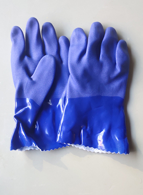 春蕾906加绒手套蓝色水产加工防水防油污止滑 加厚橡胶胶皮手套