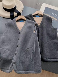 内搭坎肩加绒加厚百搭羊羔绒背心男 新品 送长辈送男友福利 冬季