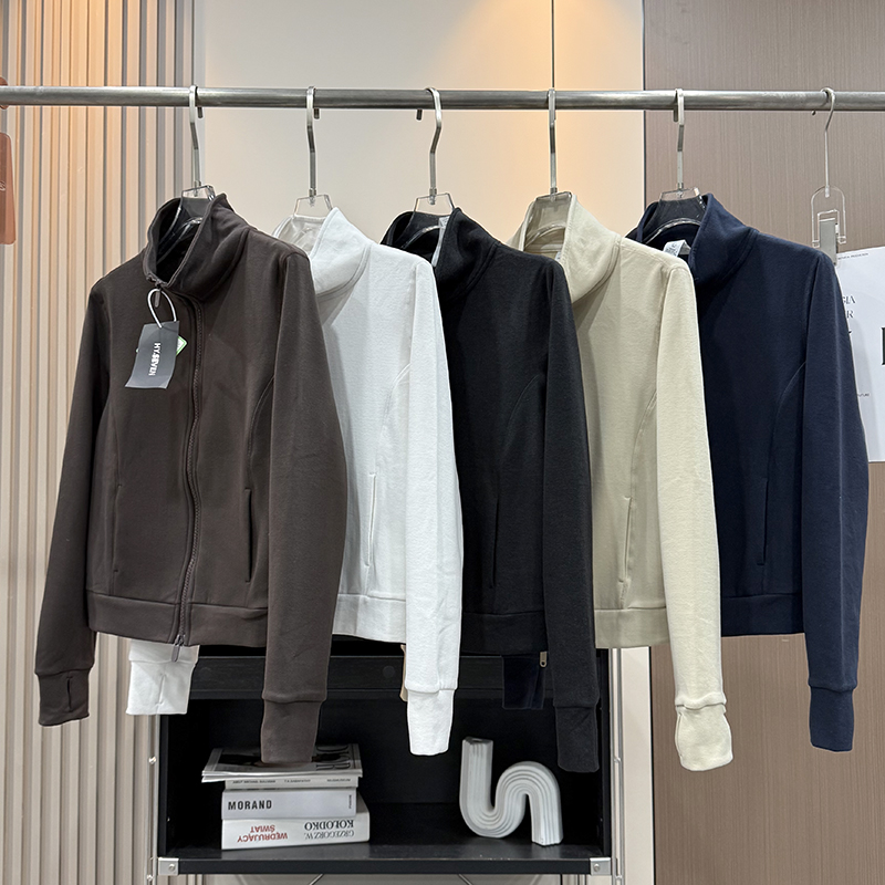 大厂订单！秋冬新品简约百搭羊毛桑蚕丝抓绒衣卫衣立领外套内搭女