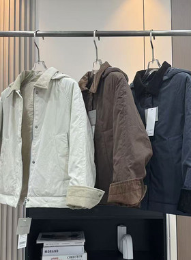 大厂订单！冬季宽松灯芯绒拼接翻领可拆卸连帽保暖棉服夹克外套女