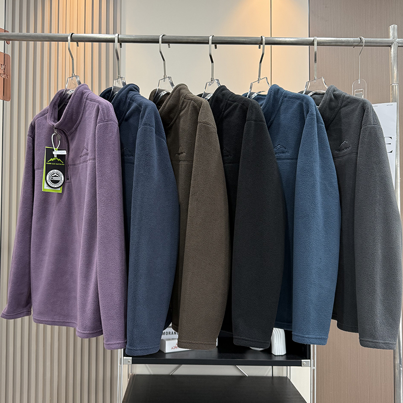 大厂订单！男女情侣秋冬抗静电抓绒保暖内胆半拉链摇粒绒卫衣外套