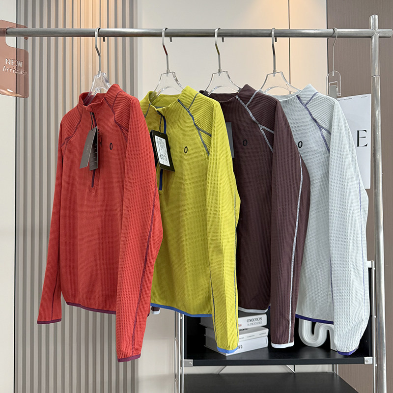 大厂订单！情侣款秋季户外山系宽松半拉链立领刺绣速干长袖T恤衫