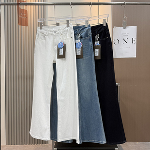 宝藏神裤 本 立体压胶山茶花四面弹高腰显瘦微喇牛仔裤 女春 双版