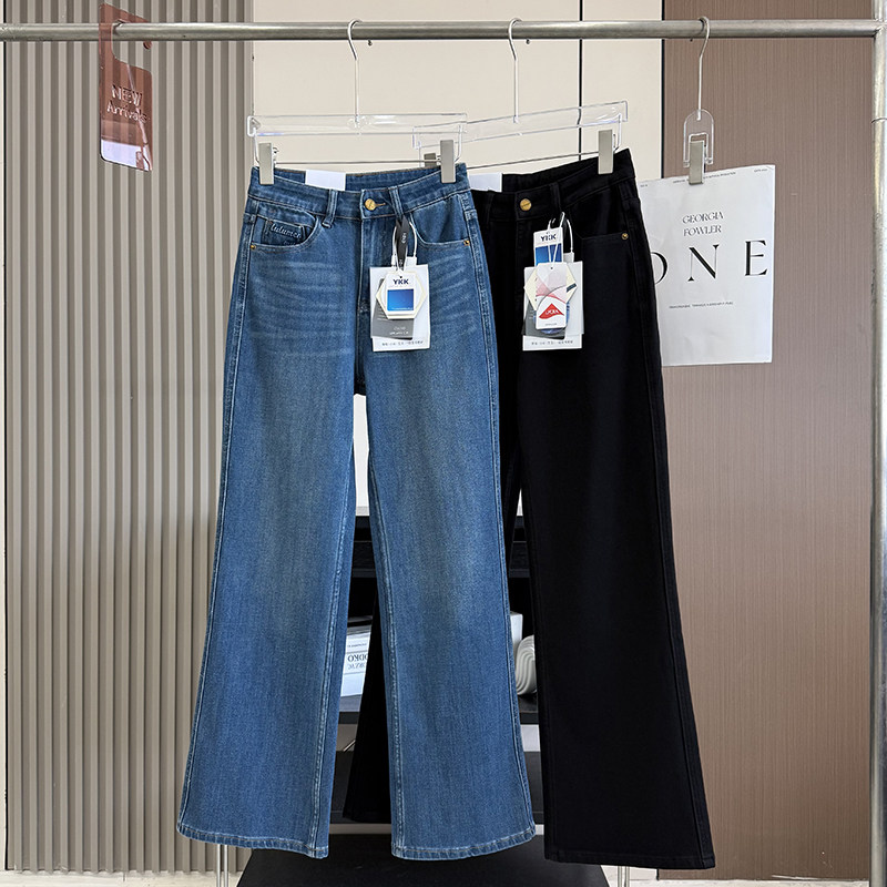 长腿超模裤!四面弹高腰显瘦软牛仔裤摩登感微喇叭阔腿牛仔裤女秋