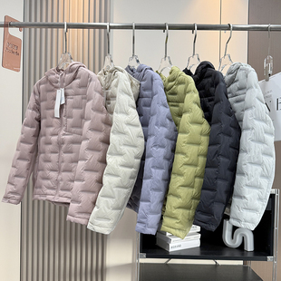 大厂订单！秋冬新品女式轻薄保暖防寒无缝压胶运动连帽羽绒服外套