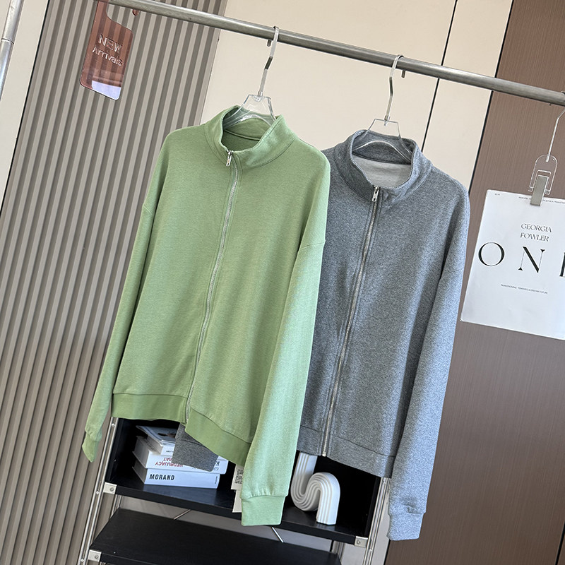 大厂订单!秋季韩版运动风显白宽松遮肉立领拉链开衫卫衣外套女