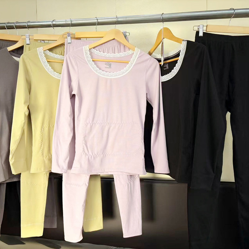 香蒲绒+薰衣草精油恒温保暖套装自发热德容内衣女秋衣秋裤套装冬