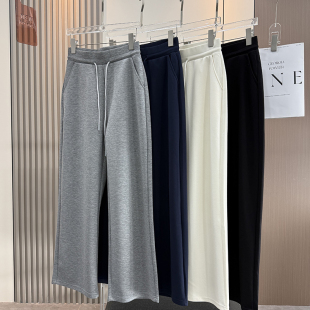 休闲裤 卫裤 女秋 立体剪裁高腰显瘦垂感空气层直筒阔腿裤 LU家同款