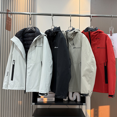 户外山系！男女款防风防水御寒保暖可脱卸鸭绒羽绒服三合一冲锋衣