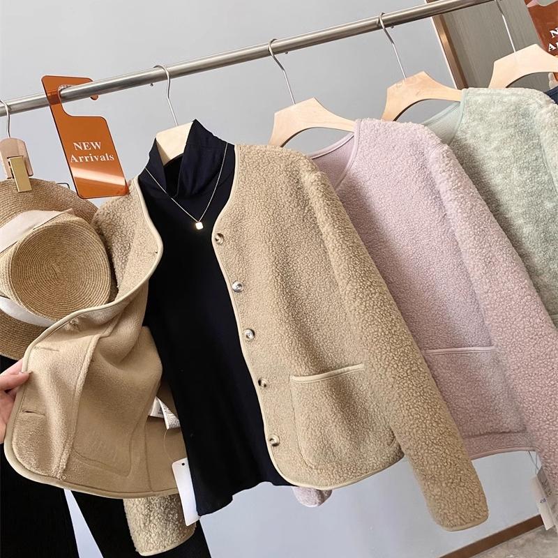 保暖羊羔绒摇粒绒开衫外套女上衣