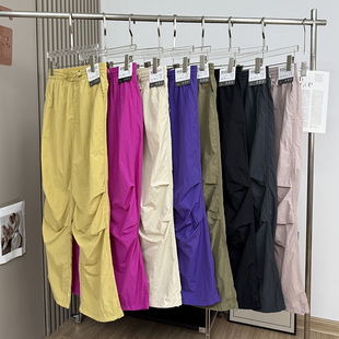 大厂订单！轻薄透气户外山系防晒休闲裤机能防水阔腿伞兵裤女夏