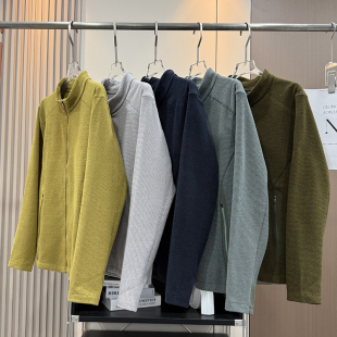 大厂订单 秋冬高克重立体剪裁抓绒保暖立领针织外套夹克 男女同款