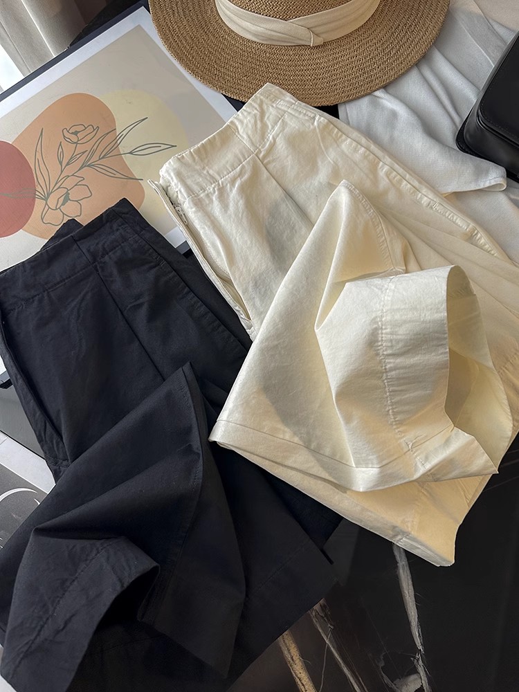 高腰斜纹奇诺裤直筒休闲裤女春