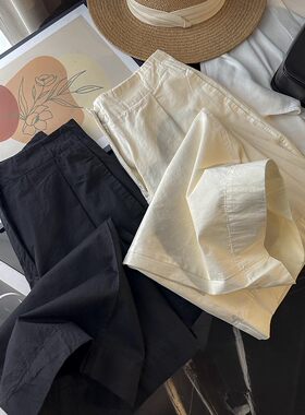 高腰斜纹奇诺裤直筒休闲裤女春