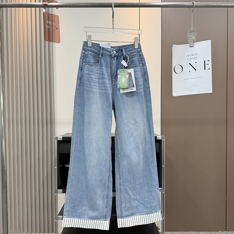 直筒神裤版型！翻边裤脚设计垂感透气天丝面膜阔腿牛仔裤长裤女夏