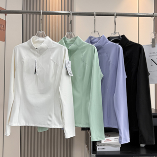 T恤打底衫 百搭弹力垂感半开拉链骑行运动长袖 女秋 修身 机能户外