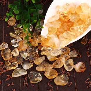 保真天然巴西黄水晶碎石消磁石鱼缸碎石供佛扎曼装修装饰美甲手工