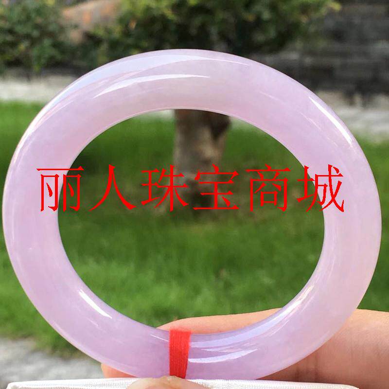 紫罗兰翡翠色手镯冰糯种淡粉色缅甸淡紫老坑创意小众少女温婉清凉