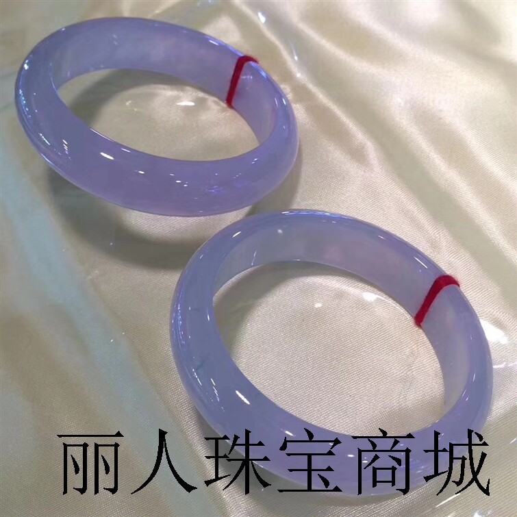 翡翠色手镯女款冰糯种紫罗兰新中式缅甸老坑春带彩紫色正圈贵妃镯