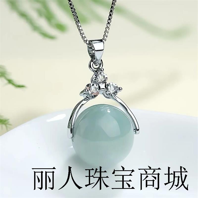 高端翡翠转运珠项链女本命年路路通吊坠锁骨链翡翠玉高级感玉项链