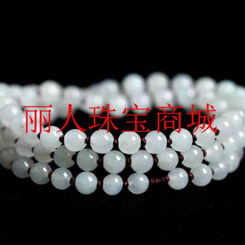 手工编织冰糯种翡翠色玉吊坠男女款挂绳小圆珠玉佩玉珠子毛衣项链