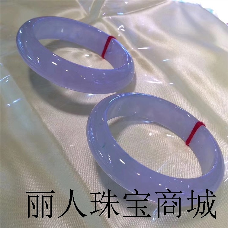 缅甸帝王紫翡翠色手镯女款紫罗兰春带彩冰糯种飘阳绿茄紫藕粉玉镯